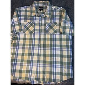 Akademiks Shirt Mens 5XL Multi Plaid Short Sleeve Pocket Logo Collar Button Down